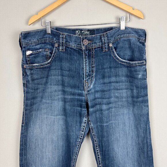 Silver Jeans Co Zac‎ Jeans Mens 36X30 Blue Denim Straight Leg Relaxed 5-Pocket - Picture 14 of 15